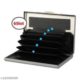 Silver stainless steel unisex wallet (5 compartments, 8 card slots). Minimalist design for daily use, travel, or gift