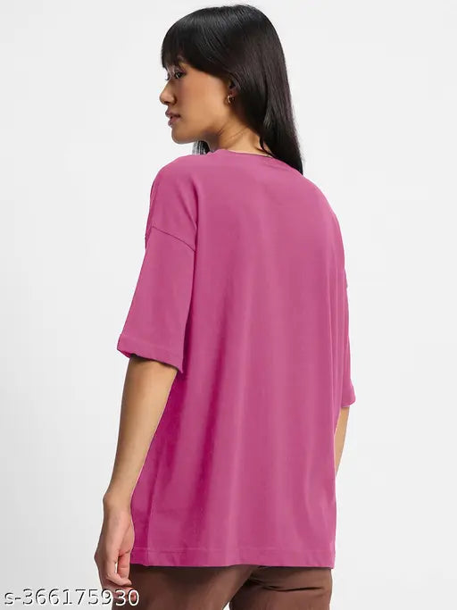 Graphic printed cotton oversize regular T-shirt for women, vibrant pattern on loose-fit, drop shoulder design, S-XXXL sizes, India origin