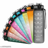 Orange Teal motivational time marker sipper water bottle for adults, unbreakable and leak-proof, ideal for gym, office, home, school or travel. Made from BPA-free plastic in India