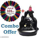 Black Adiyogi Shiva Smoke Fountain Decorative Showpiece with free backflow cones - Indian handcrafted tar incense holder for home or studio decor