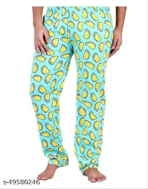 Multicolor printed cotton pyjama lounge wear for women, free size pack of 5 by US Trendz