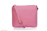 Darkzom pink PU sling bag, spacious main compartment, zipper pocket, solid net pattern, perfect gift for various occasions