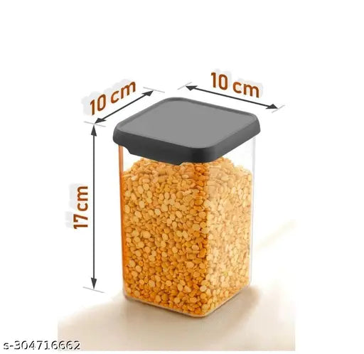 Black plastic dry fruit jars, pack of 10 (1100ml each), airtight for pantry storage