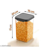 Black plastic dry fruit jars, pack of 10 (1100ml each), airtight for pantry storage