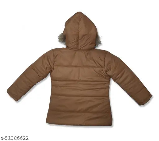 Quilted nylon jackets for girls, printed front zipper, long sleeves & winter wear (4-5yrs: 31in bust, 19in length; 5-6yrs: 33in bust, 20in length)