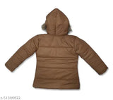 Quilted nylon jackets for girls, printed front zipper, long sleeves & winter wear (4-5yrs: 31in bust, 19in length; 5-6yrs: 33in bust, 20in length)