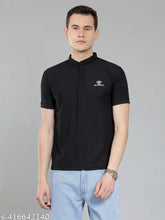 New Trending mens high-neck half sleeve cotton T-shirt, solid design for a stylish outfit, India origin