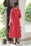 Rayon A-LINE dress with printed combo, three-quarter sleeves, multiple sizes available. Indian women's fashion