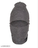 Black and Grey Wool Men's Beanie & Monkey Cap Combo - Cozy winter headwear for men, featuring a stylish beanie and monkey cap in free size. Made from high-quality wool, perfect for chilly days