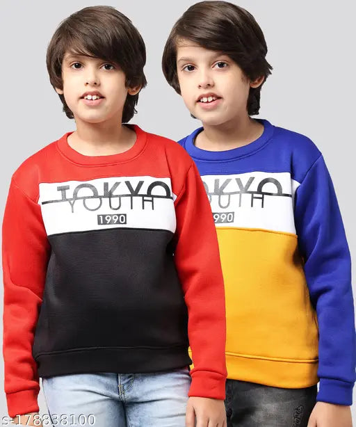 Woolen full sleeve winter sweatshirt/sweater for kids, stylish and comfortable, printed net pattern, keeps them warm during cold weather