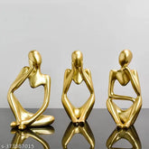 Resin gold decorative abstract thinker statue set (3 pieces, mini size), exquisite craftsmanship and advanced material for home or office decor