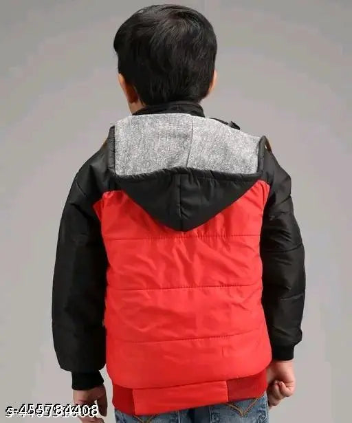 Nylon winter jacket for boys, colorblocked design in solid colors. Best quality manufacturing from India." (109 characters)