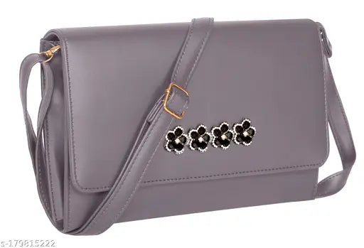 Solid faux leather evening cross body sling bag, made in India (3 compartments, free size: 8in x 22in x 7in)