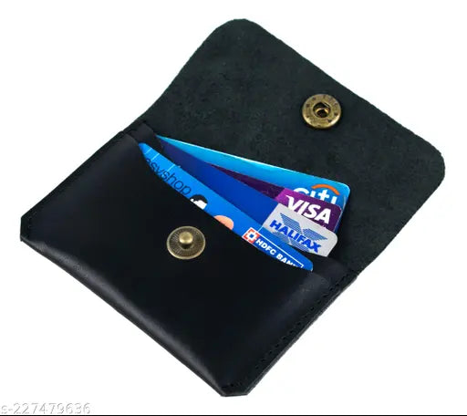 Genuine leather credit card holder wallet, 6 slots for men & women, solid net, free size (11cm x 7cm), durable Indian craftsmanship