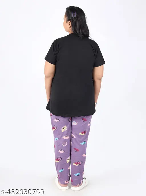 Printed cotton nightwear set for women, comfortable and stylish top & pyjama bottoms, short sleeves