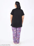 Printed cotton nightwear set for women, comfortable and stylish top & pyjama bottoms, short sleeves