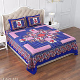 Cotton King Queen size Jaipuri net bedsheet, soft and luxurious 160 thread count bed linen from India
