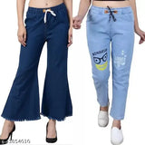 Comfy denim tie-up jeans (28, 30), women's fashion from India