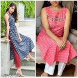 Affordable trendy stylish latest women's kurta combos in solid cotton, ideal for traditional and party wear. XS (34in bust, 42in length) - XXL (44in bust, 42in length). New designer collection on Gillkart