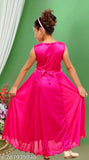 Pink polycotton sleeveless unicorn embroidered net gown for kids party wear, best fitting for 2-3, 3-4, 4-5 years, India origin
