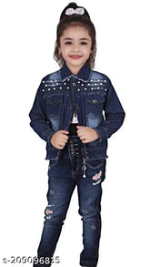 Dark denim kids jacket, solid pattern for 5-11 years, Indian-made