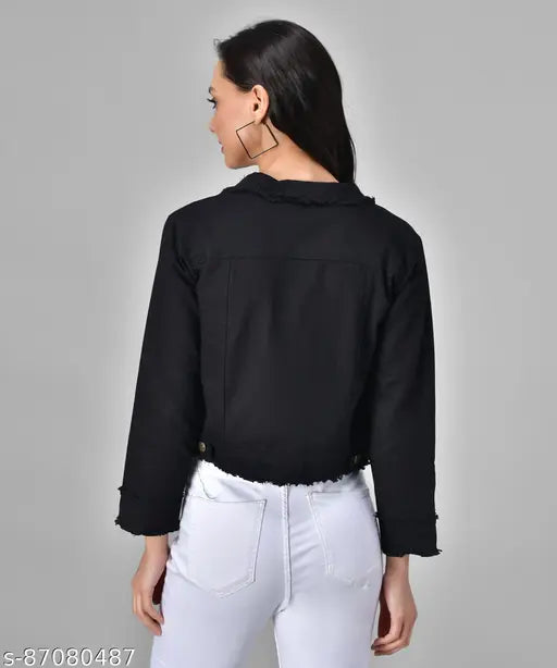 Fancy Solid Denim Jacket, full sleeve, long sleeves, women & girls, Indian denim fashion wear