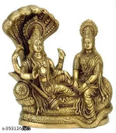 Brass metal Shri Lakshmi MATA Murti/Shri Narayan Idol, decorative Lakshmi Vishnu Ji figurine for home altars, office, or living space, 1.5x1.5x1.5 inches, handcrafted in India