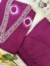 Whine printed cotton kurta set with palazzos, three-quarter sleeves, vibrant design on single size XL & XXL