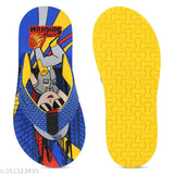 Blue printed net EVA flip flop slipper for kids (size: 2.5-3yrs), fun cartoon character design, made in India