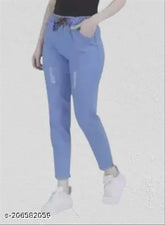 Denim jogger jeans for women, ankle fit stretchable, solid color, various sizes from XS to 5XL