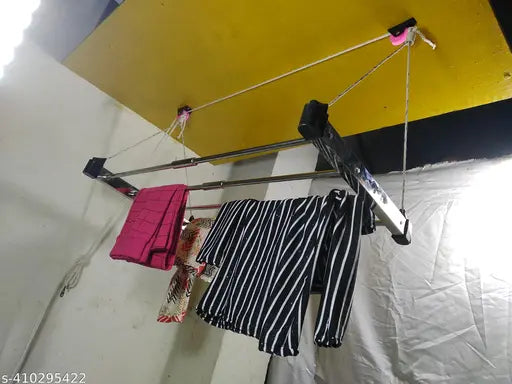 Stainless steel pulley rack, 6 pipes, 5 feet long - space-saving ceiling dryer for large laundry loads