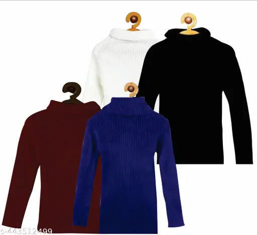 Unisex kids woolen highneck sweater combo pack 4 - Soft, skin-friendly, and warm for babies in various sizes from newborn to 3 years. Made in India