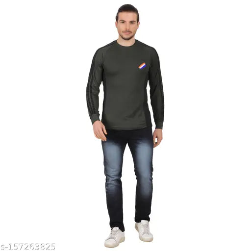 ACONITE men's long sleeve dry fit commando sport t-shirt with printed net pattern, ideal for sports, gym, biking, and outdoor activities. Made in India