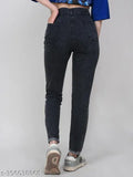 High-waisted stretchable premium denim washed black jeans (32-44), Indian manufacturer