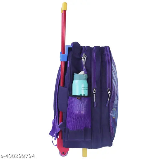 Multicolor waterproof polyester net school trolley bag, 40L, 18 inches. Ideal for organizing school essentials, suitable for kids