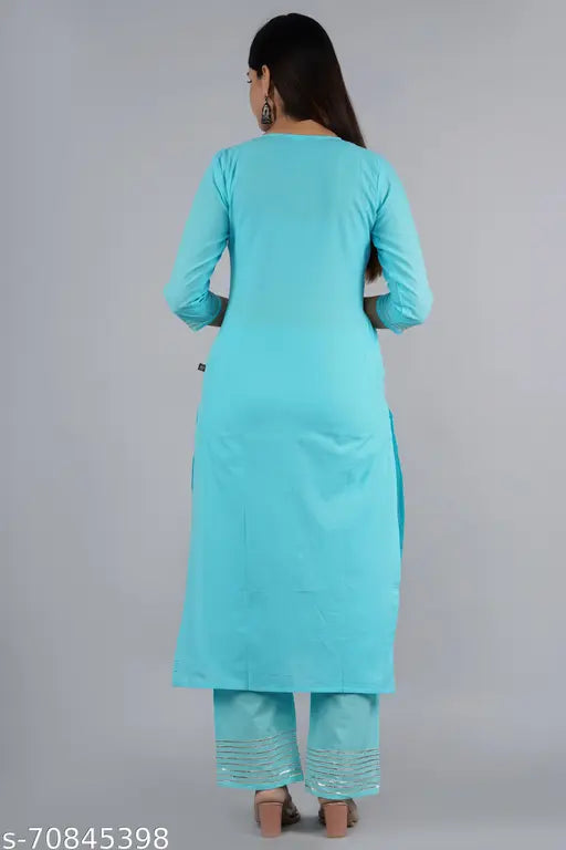 Pink solid cotton kurta and palazzo set, modern ethnic wear for women with a soothing color and fine finish, trendy fashionable yet comfortable, suitable for any occasion, India origin
