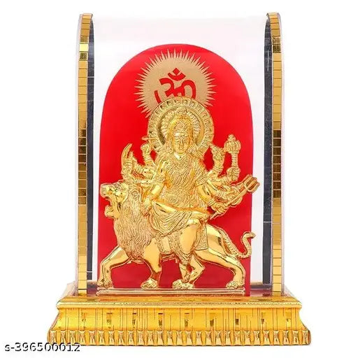 Gold acrylic Maa Bhavani frame, Indian goddess decor for home office or car