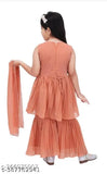Georgette embellished anarkali fancy dress with palazzos & dupatta, for toddlers aged 9-24 months, Indian fashion