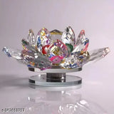 Crystal Lotus Flower feng shui showpiece, multi-colored, increases positive energy & wealth, Indian origin (5.5L x 4.5W x 5H cm, 185g)