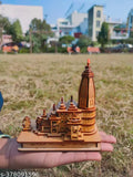 Hand-carved wooden 3D model of Sai Collectionhri Ram Mandir Ayodhya, measuring 12x6x12cm, ideal for home decor or car dashboard as a spiritual showpiece or gift