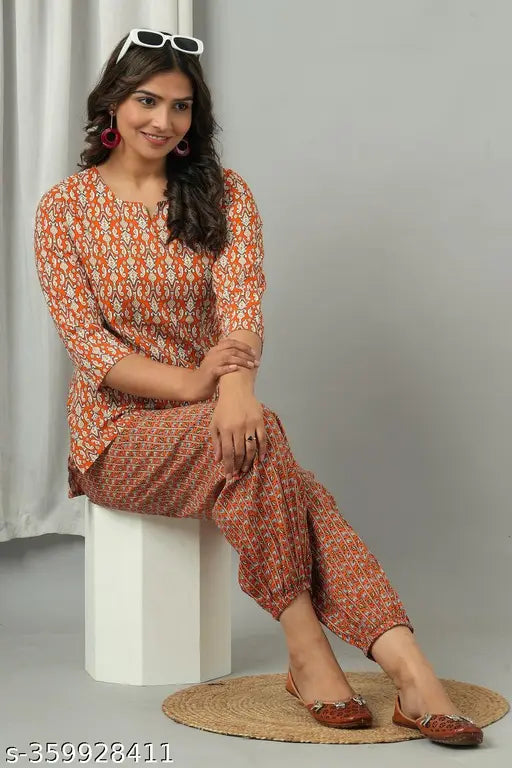 Light orange cotton shirt and palazzo set, comfortable pyjamas for sleep and relaxation from The House of Artemis, Indian brand Gannu Fashion