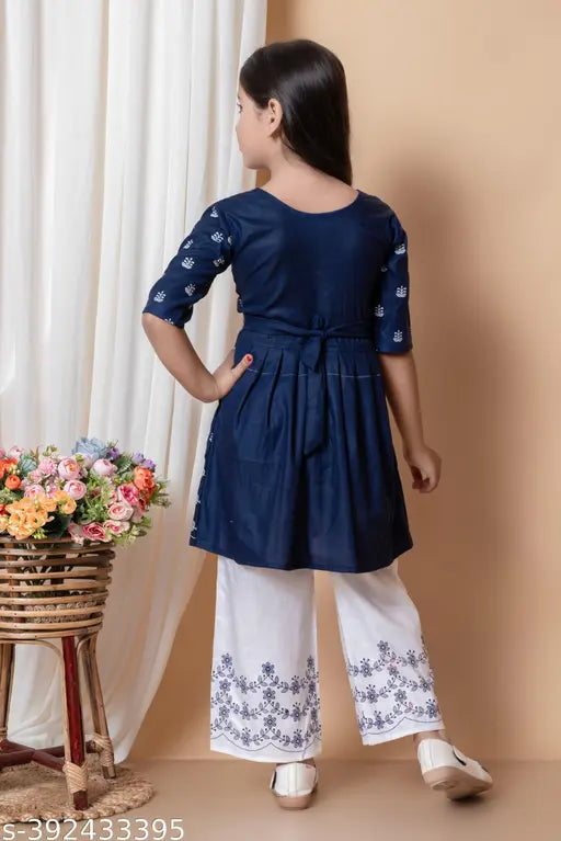 Festive rayon Kurta Plazzo set for girls, Indian ethnic fashion with A-line top and palazzos, suitable for various events