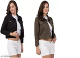 Stylish cotton three-quarter sleeve women's winter jackets set, solid pattern, S-XL sizes from DNEXT, India-made