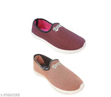 Maroon & peach mesh casual shoes pack of 2 for women, perforated design in various sizes from India
