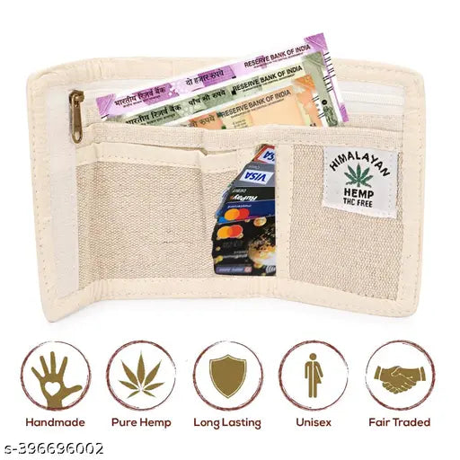 Hemp textured wallet for men and women, lightweight, 5 compartments, great gift idea