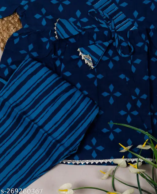 Pure Cotton Printed Palazzo set for Kids, Sanganeri style Kurti with Pyjamas, vibrant Indian ethnic wear for girls (6-12M to 5-6Y), made in India
