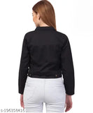 Cotton blend casual jackets for girls and women, solid color with long sleeves on a clothing rack