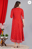 Rayon printed anarkali kurti, three-quarter sleeves, vibrant pattern, Aayush Associates women's fashion apparel