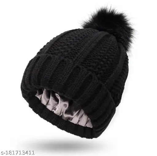 Woolen beanie with thick fleece lining and neck warmer, self-designed winter cap, perfect for cold weather wear