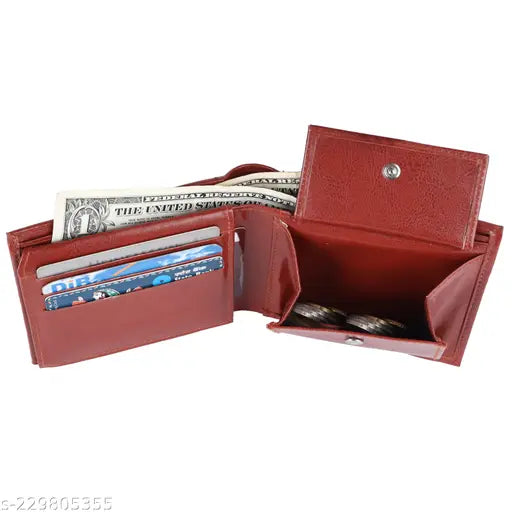 Tan faux leather RFID wallet with pen combo, regular size, 8 card slots, solid pattern for men's accessories